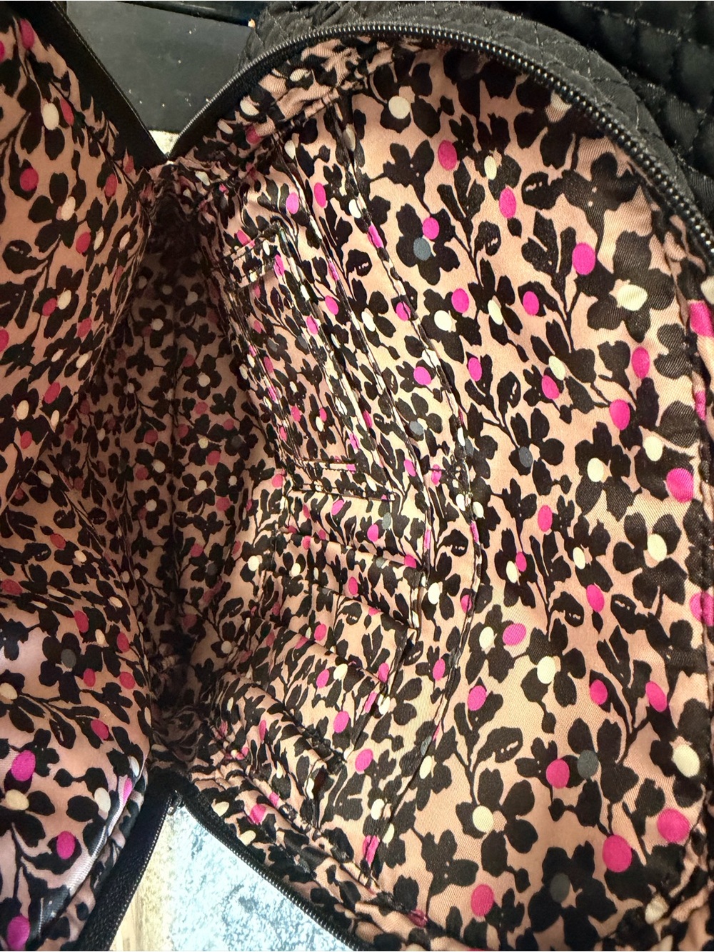 Vera Bradley Black Quilted Backpack Travel School Laptop Bag Read Description - Picture 11 of 11
